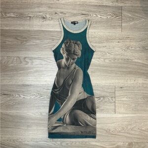 Fashion Nova Teal and Gray Artistic Mini Dress